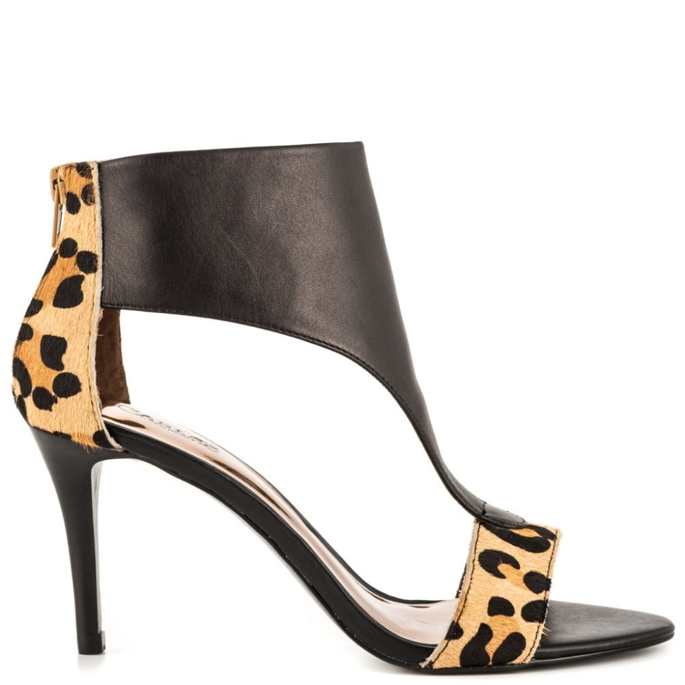 Leopard sandal heels